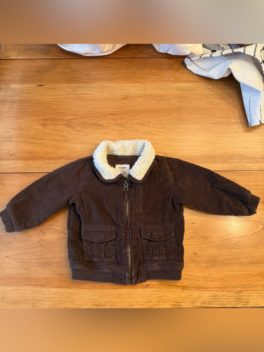 Vintage Old Navy Baby Brown Corduroy Aviator Bomber Pilot Jacket with Sherpa
